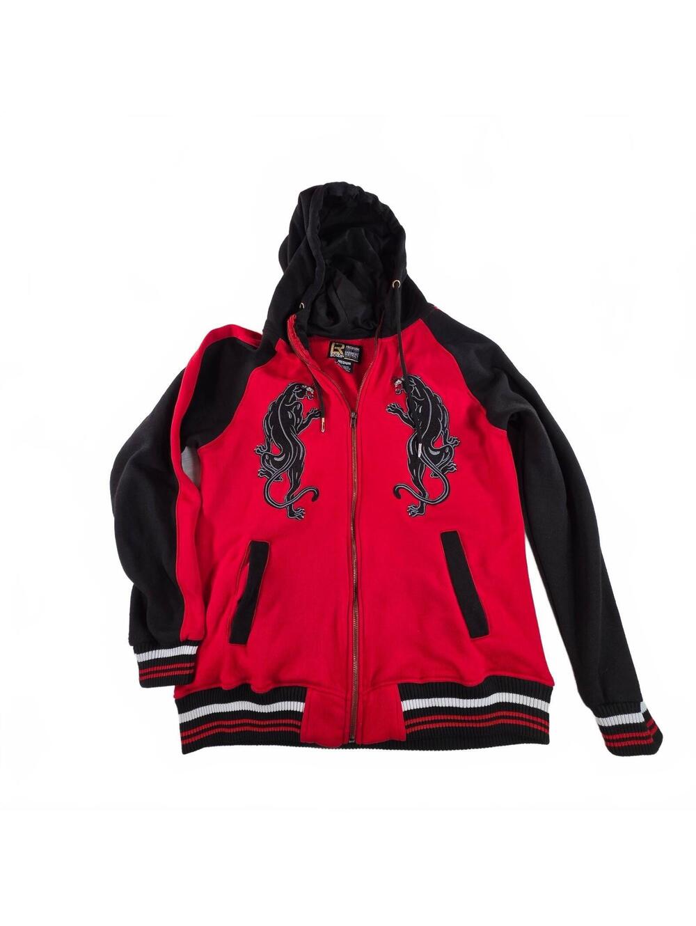 LR Scoop Zip-Up Hoodie Men Medium Panthers Red Black Streetwear Casual Y2K